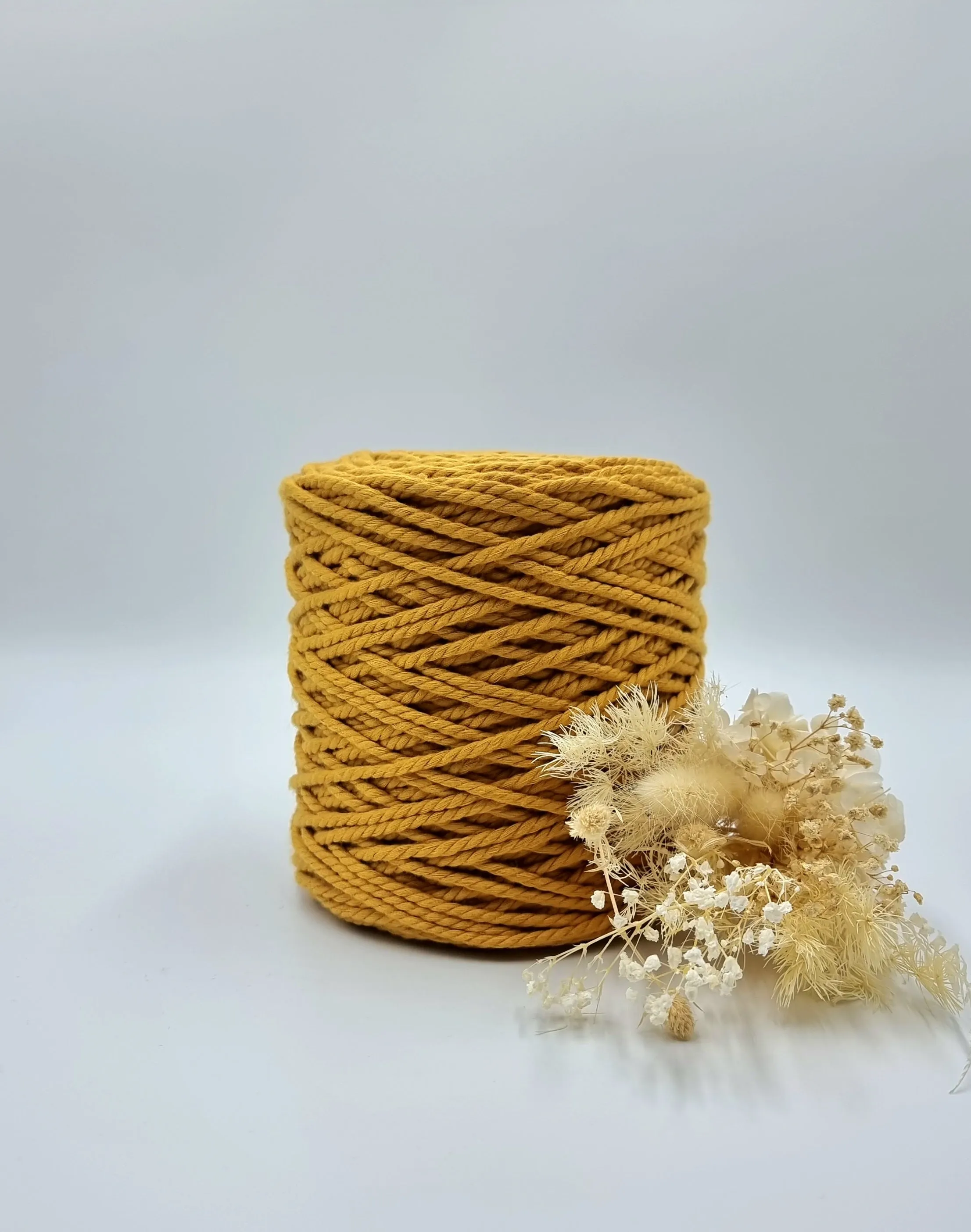 Mustard 3 Strand Macrame Cord - 3MM 3 Strand Luxe Cotton String 1KG