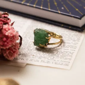 Natural Green Jade Gold Plated Ring