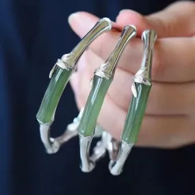 Natural Hetian Jade Bracelet S925 Sterling Ethnic Jewelry Fr Women
