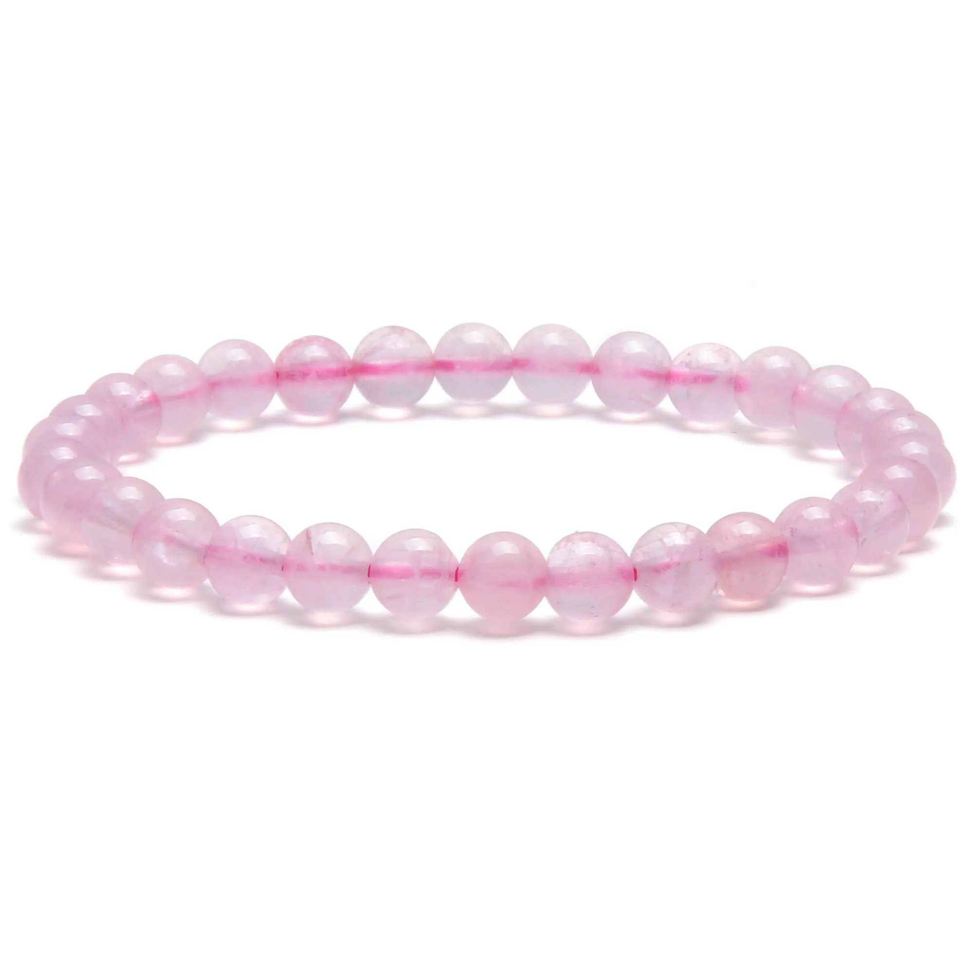 Natural Rose Quartz 6mm Gemstone Bead Elastic Bracelet
