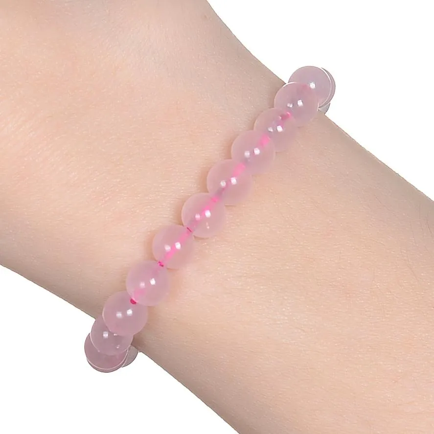 Natural Rose Quartz 6mm Gemstone Bead Elastic Bracelet