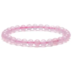Natural Rose Quartz 6mm Gemstone Bead Elastic Bracelet