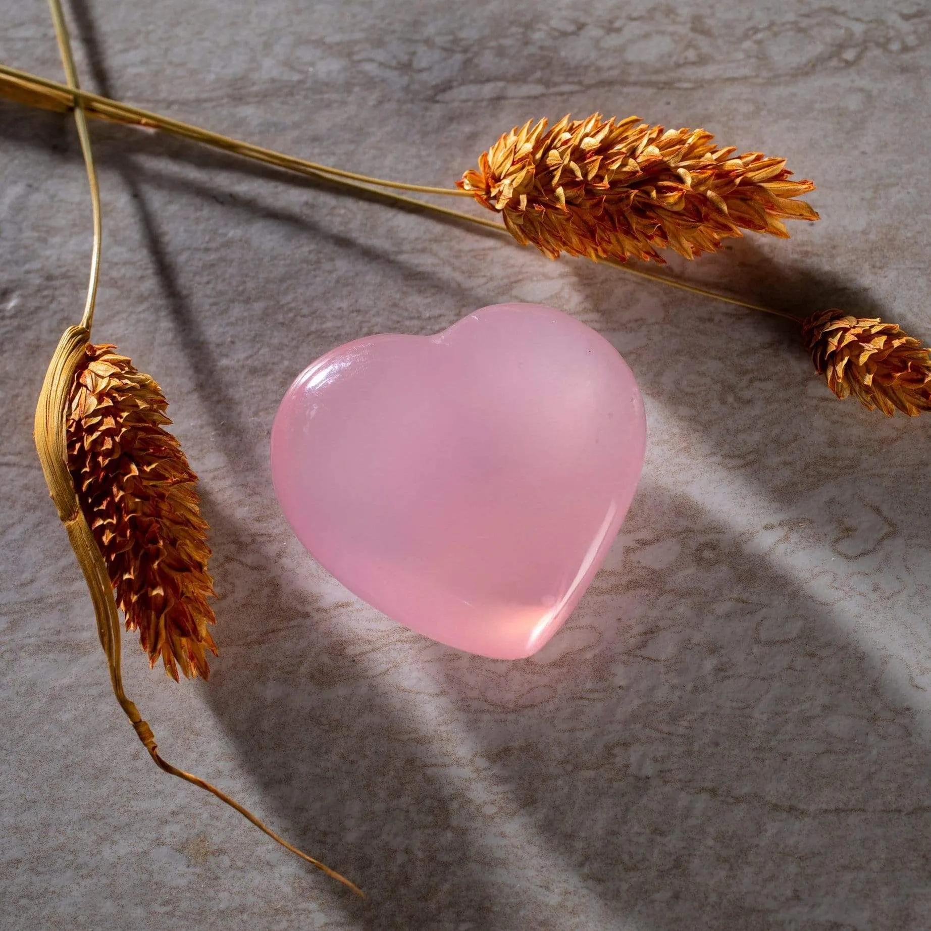 Natural Rose Quartz Heart Carving