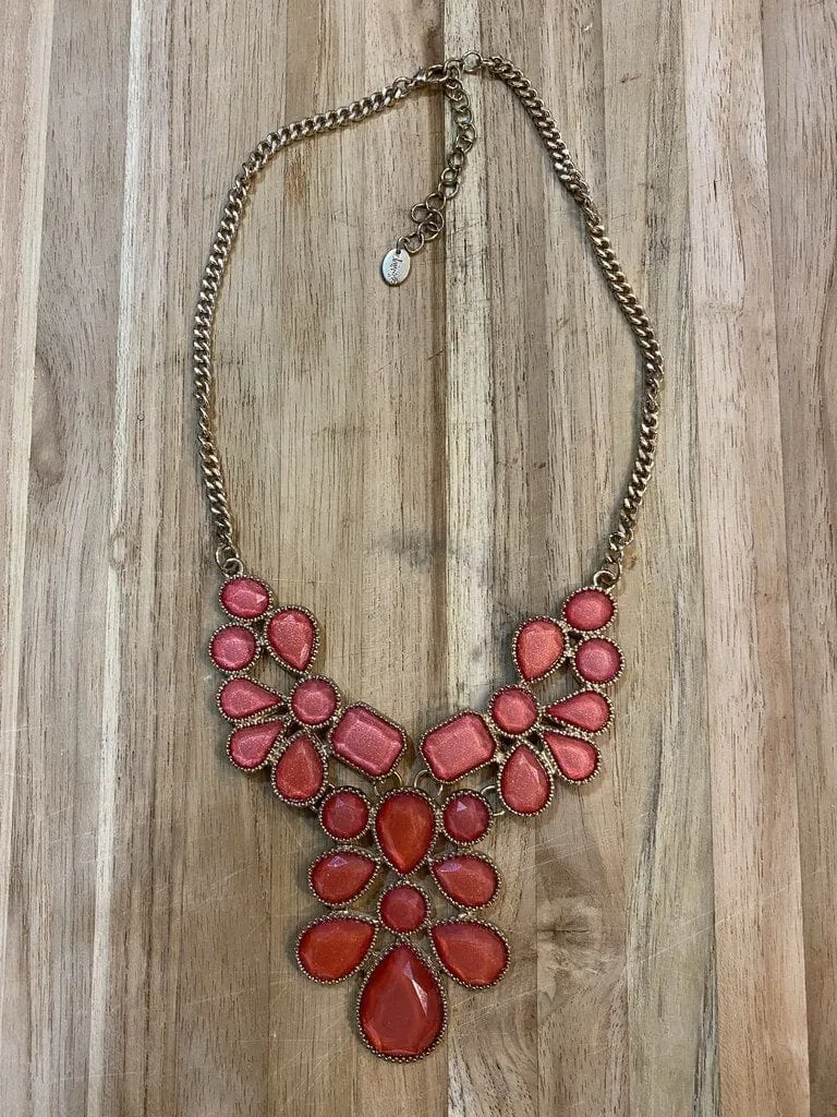 NL Coral Beaded Bib Necklace