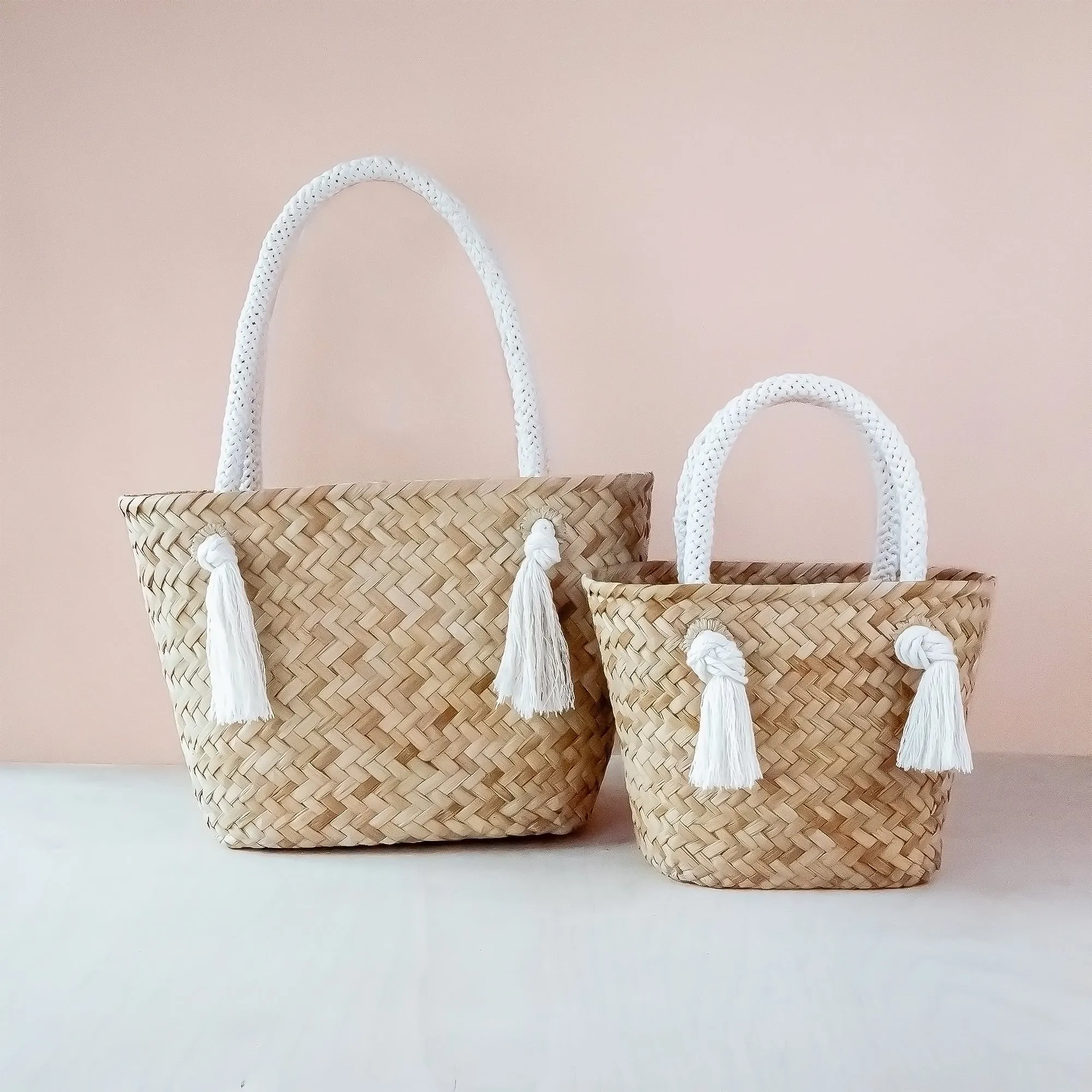 Oat Classic Market Tote with Braided Handles - Modern Woven Totes | LIKHÂ