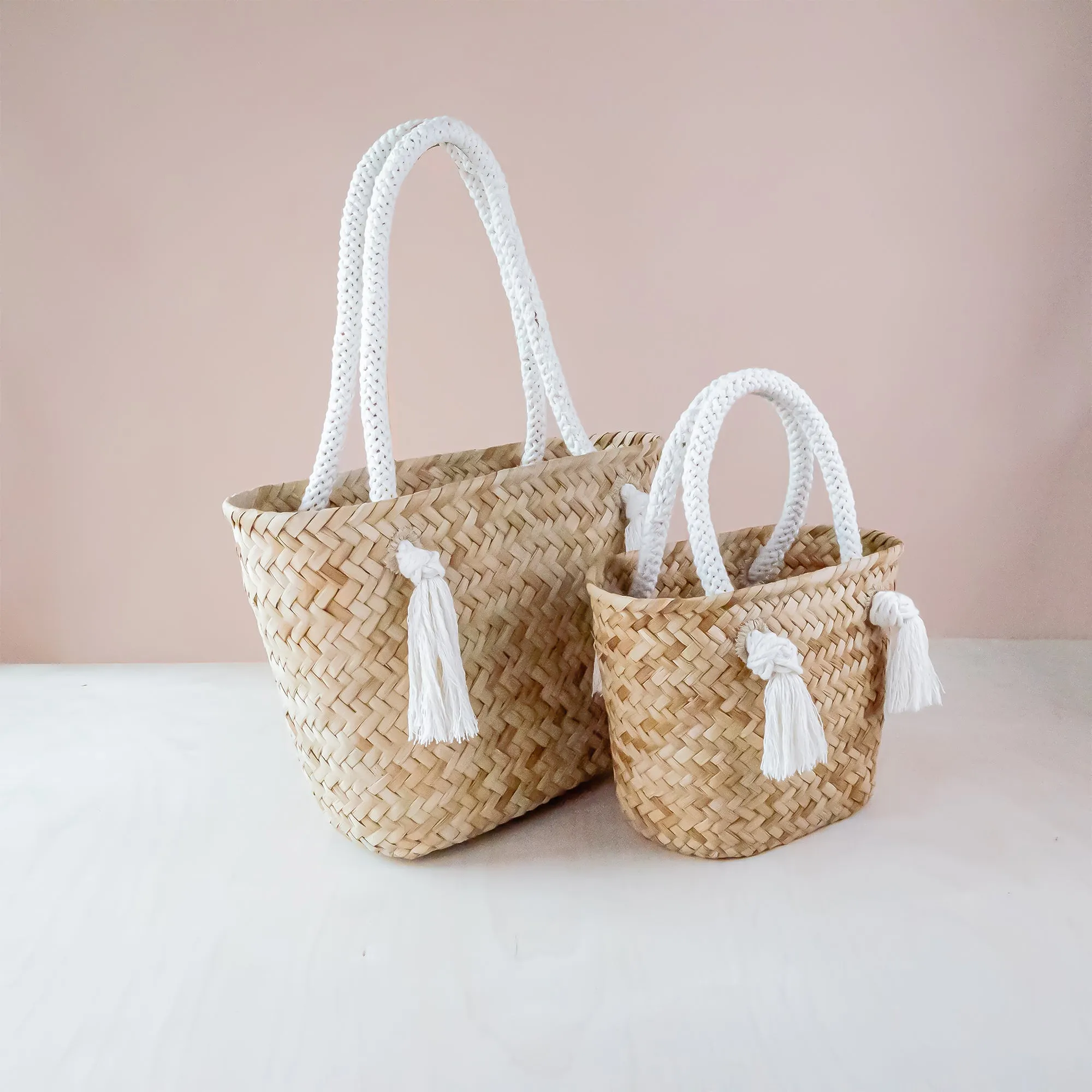 Oat Classic Market Tote with Braided Handles - Modern Woven Totes | LIKHÂ