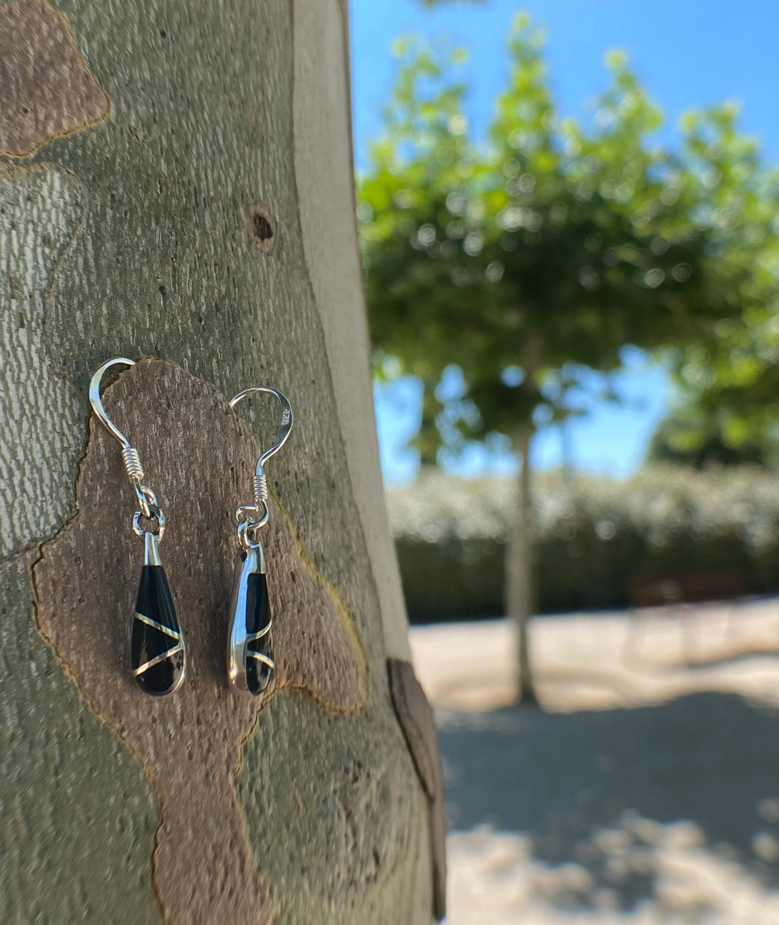 Onyx teardrop earrings Sterling Silver 925 - TSE067