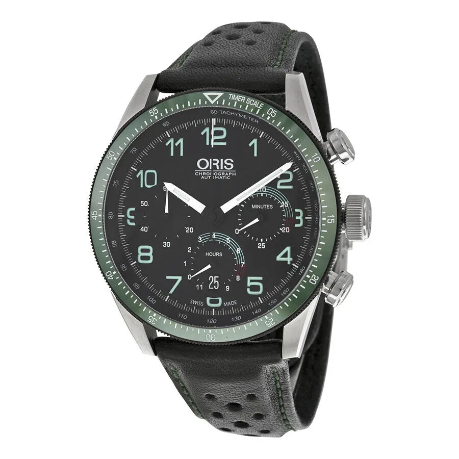 Oris Artix Calobra Chronograph Automatic Black Dial Black Leather Men's Watch 676-7661-4494SET 01 676 7661 4494-Set LS