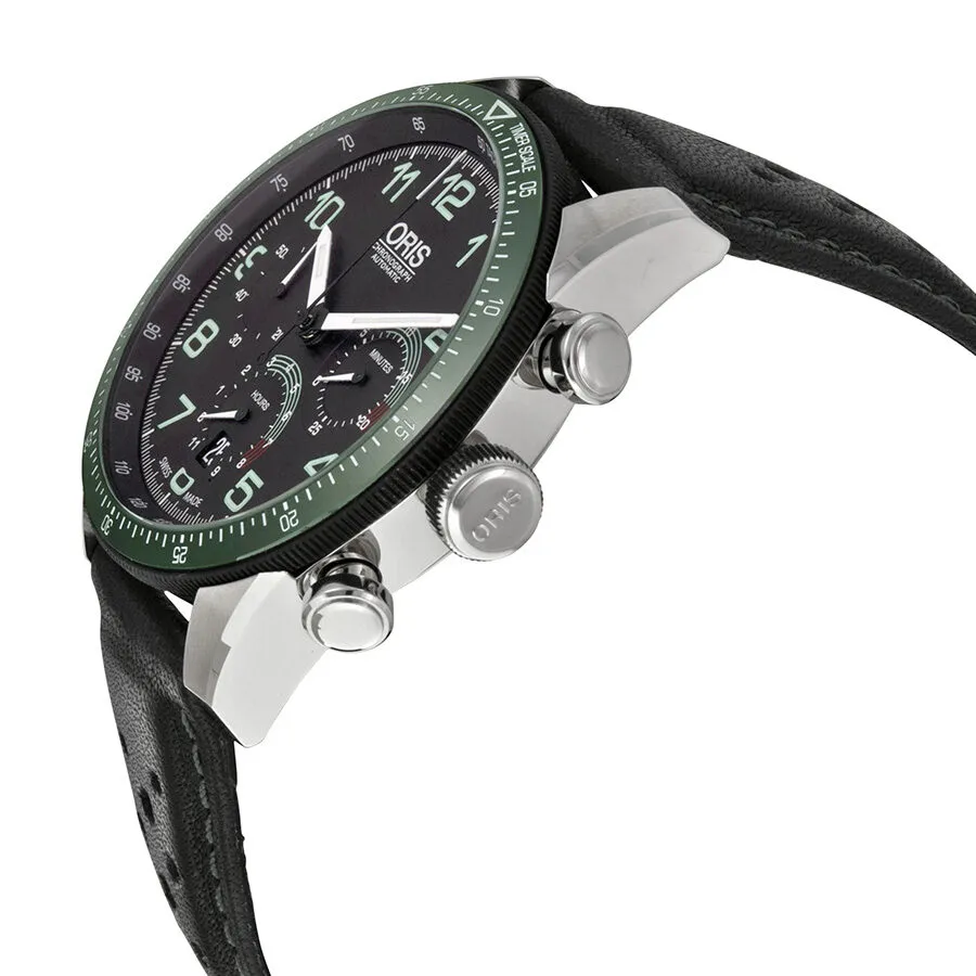 Oris Artix Calobra Chronograph Automatic Black Dial Black Leather Men's Watch 676-7661-4494SET 01 676 7661 4494-Set LS