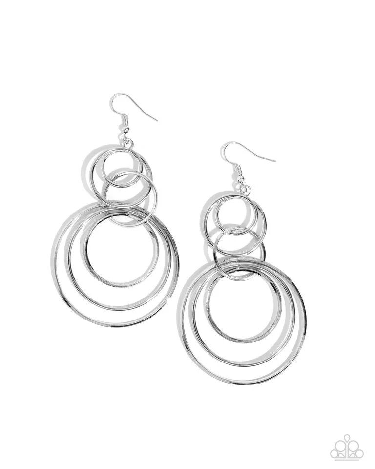 Paparazzi Earring ~ Disorienting Demure - Silver