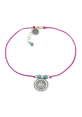 Peace Charm Pink Anklet
