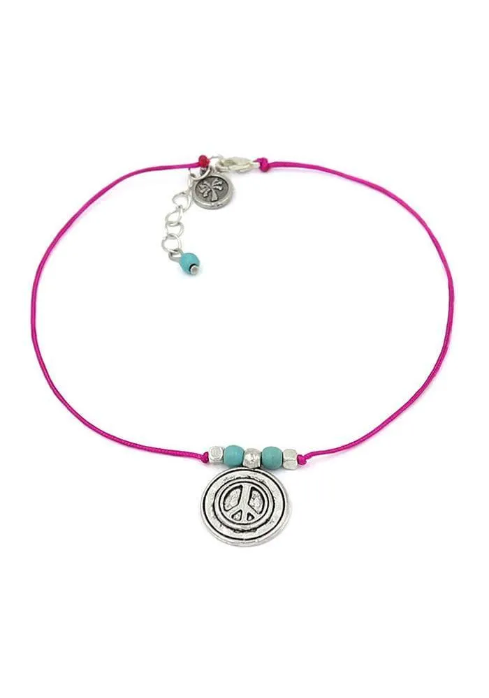 Peace Charm Pink Anklet