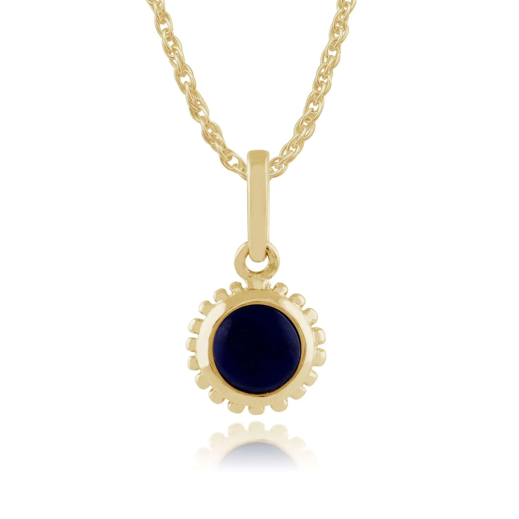 Pendentif Classique Or Jaune 375 Lapis Lazuli Rond