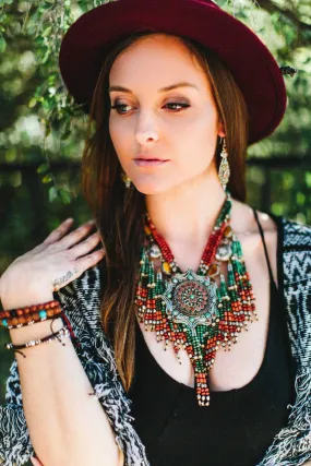 Pendulous Beaded Tibetan Necklace