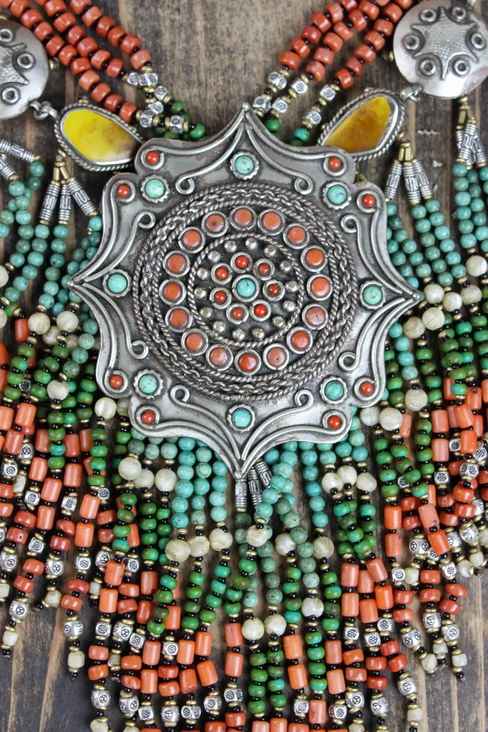 Pendulous Beaded Tibetan Necklace