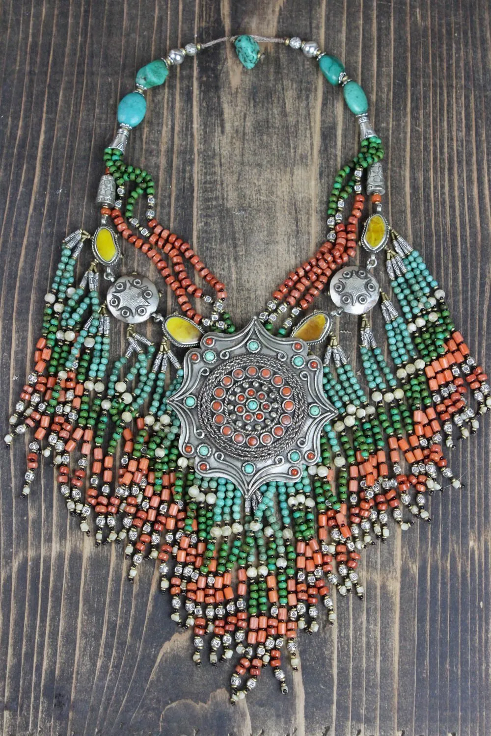 Pendulous Beaded Tibetan Necklace