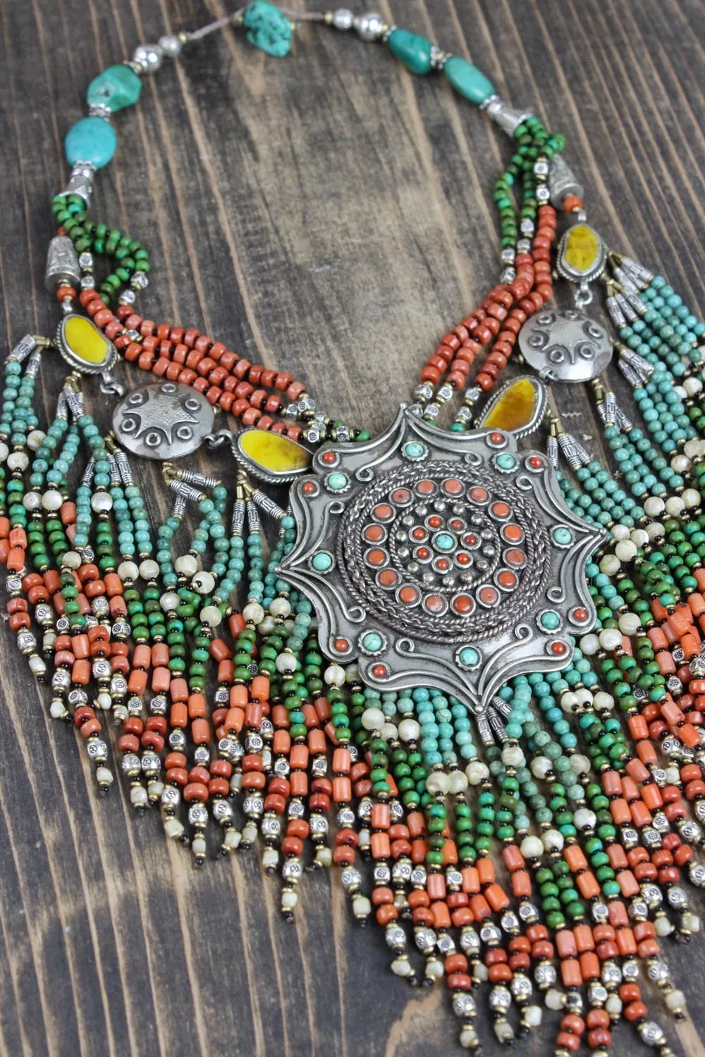 Pendulous Beaded Tibetan Necklace