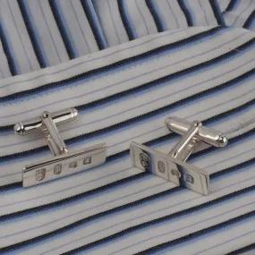 Personalised Sterling Silver Feature Hallmark Oblong Cufflinks