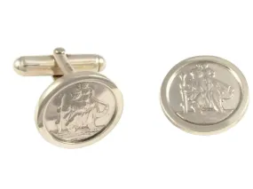 Personalised Sterling Silver St Christopher Cufflinks Engraved
