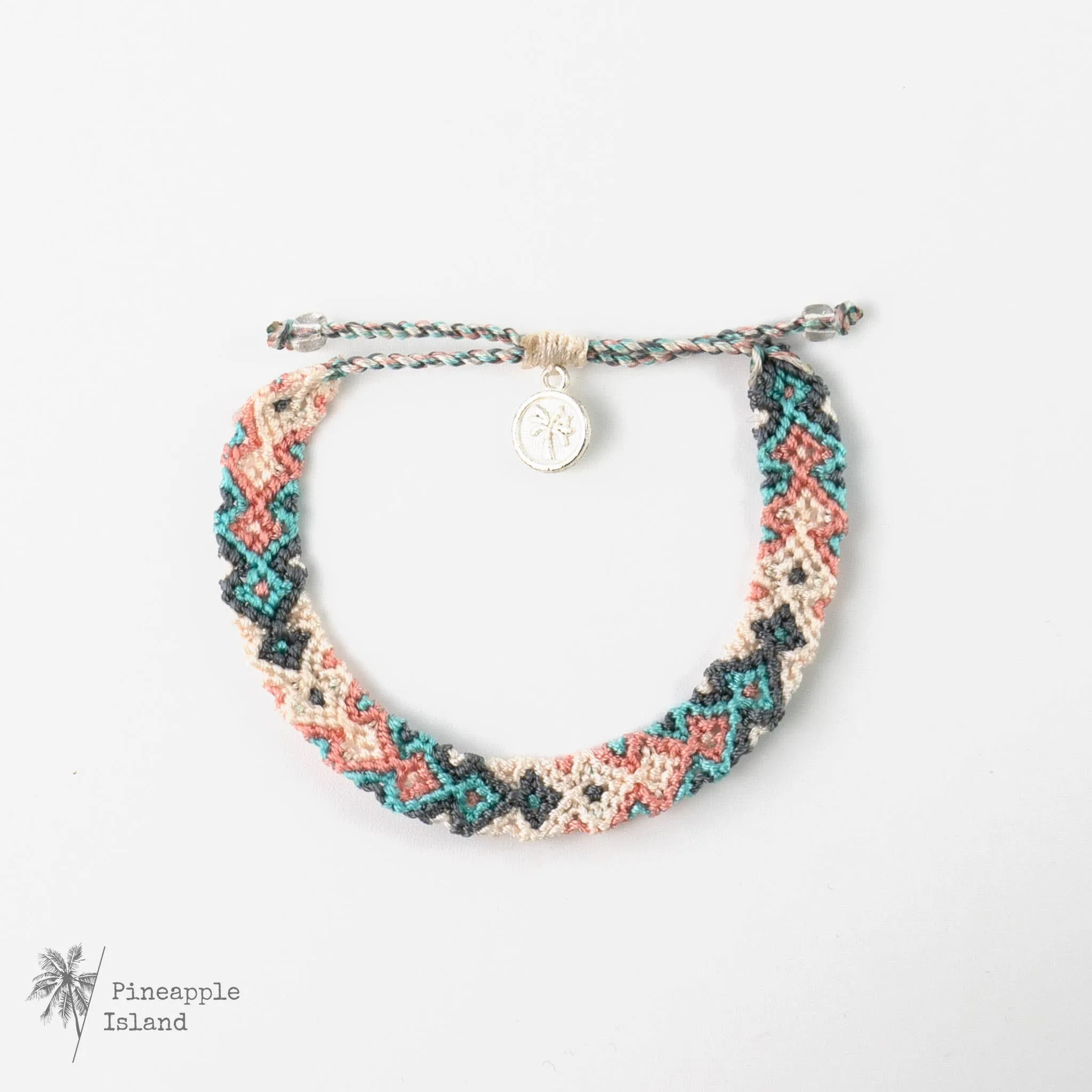 Pineapple Island - Leme Surf Bracelet, Braided Bracelet, by Pineapple Island : Pale Pink & Green