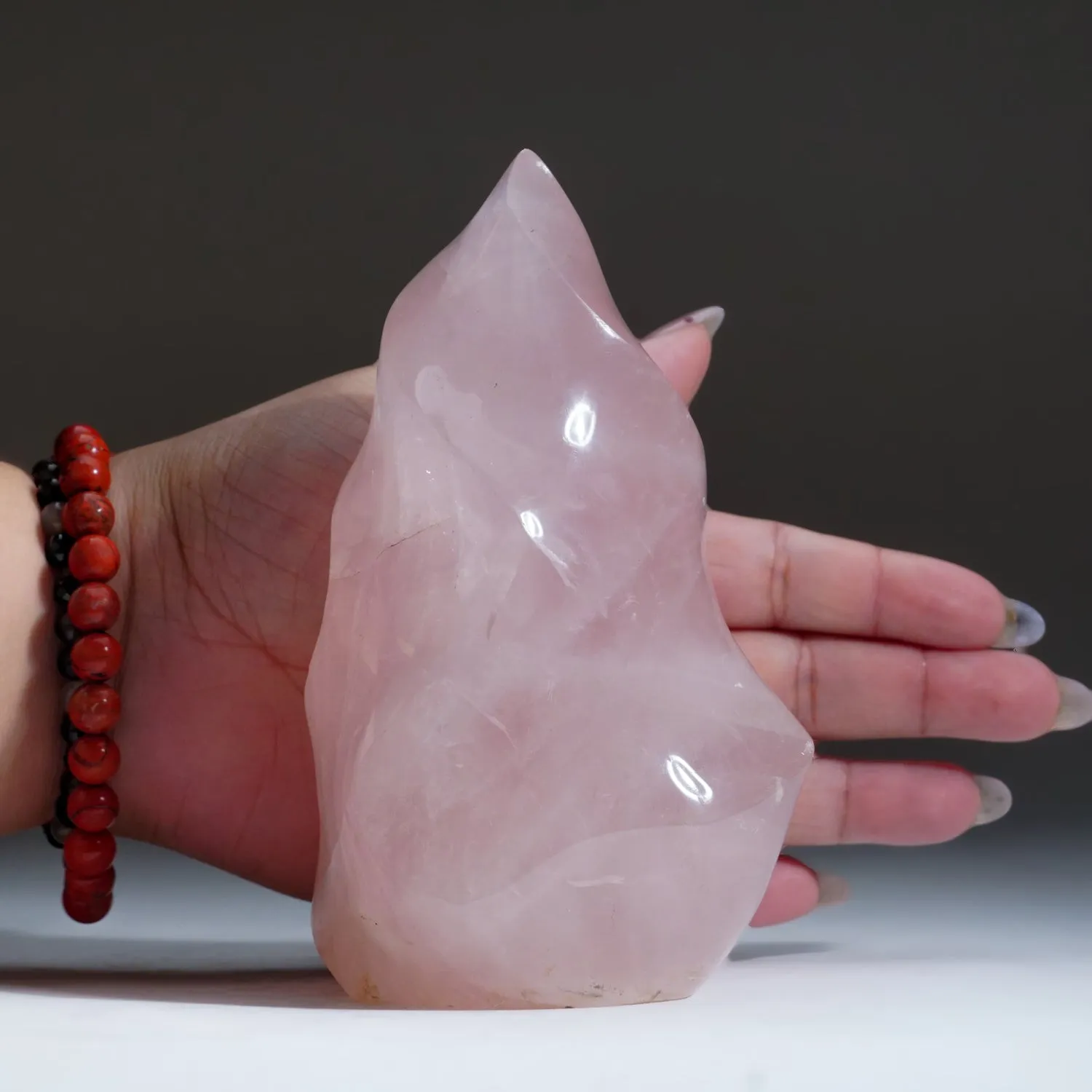 Polished Rose Quartz Flame Freeform From Brazil (2 lbs)
