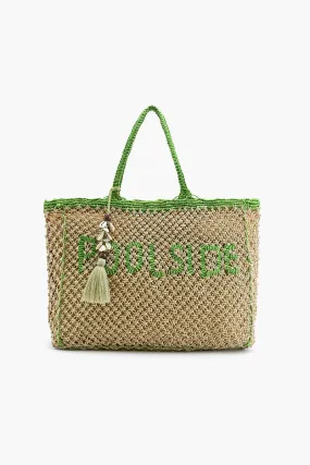 Poolside' Jute Macrame Tote in Beige & Green