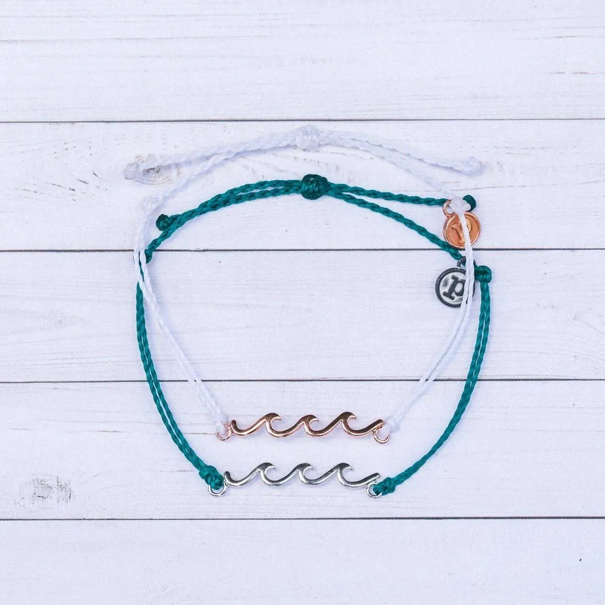 PURA VIDA PAVE WAVE COIN BRACELET ROSE GOLD