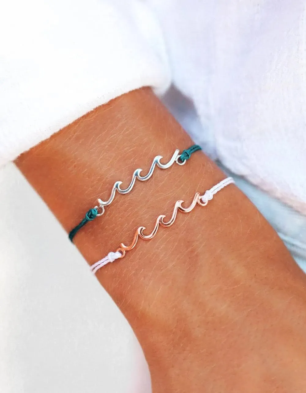 PURA VIDA PAVE WAVE COIN BRACELET ROSE GOLD