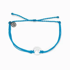 PuraVida, White Enamel Wave Bracelet, Neon Blue