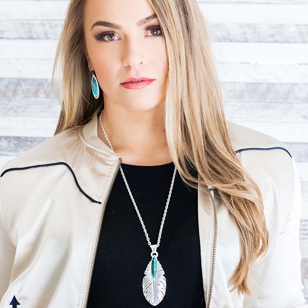 "Santa Fe" Ruffled Feather Turquoise Necklace - Made in the USA