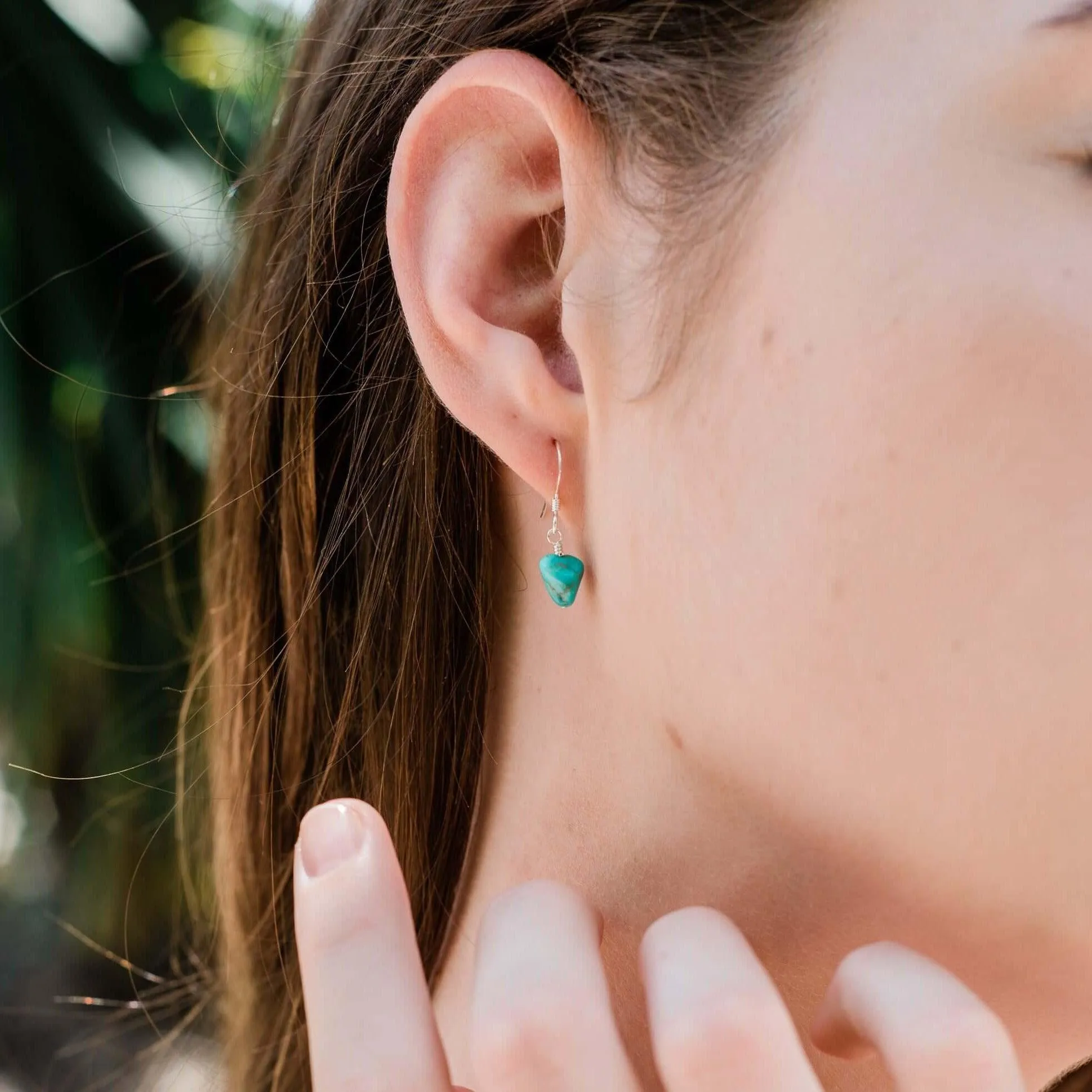 Raw Turquoise Crystal Dangle Drop Earrings