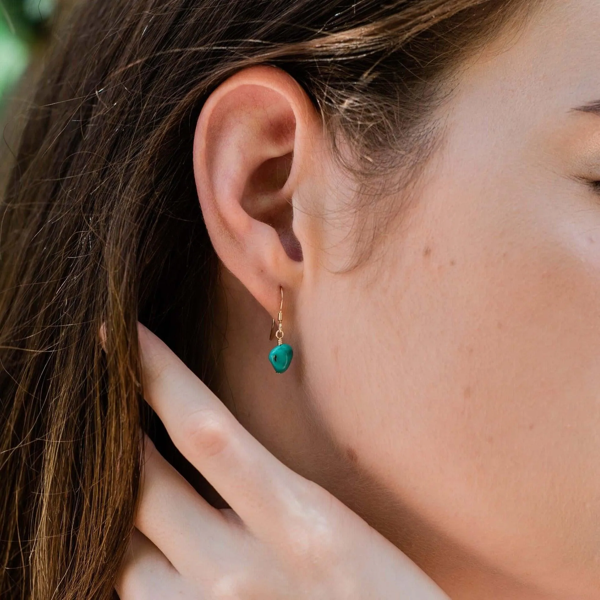 Raw Turquoise Crystal Dangle Drop Earrings