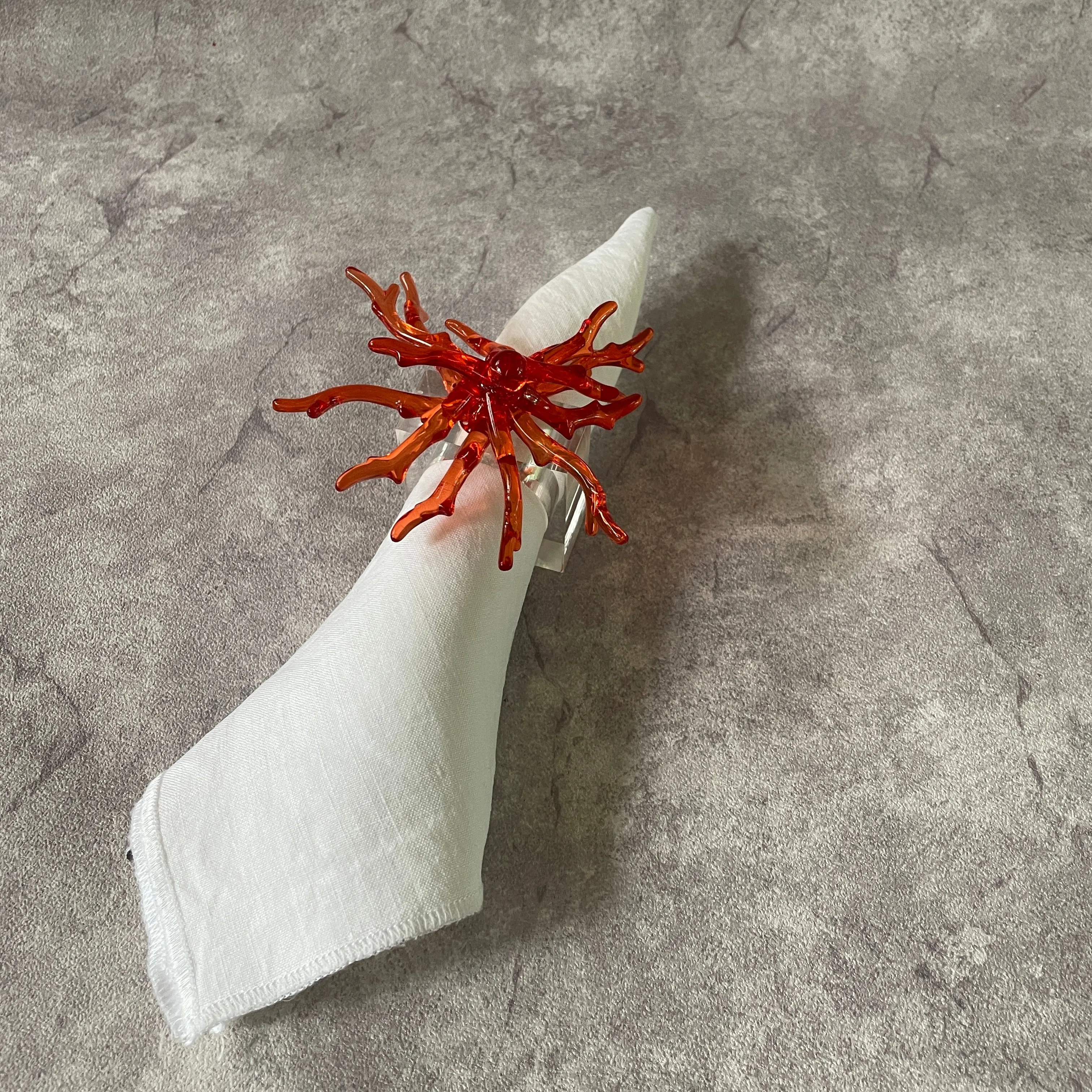 Red Coral Plexi Glass Napkin Rings (set of 4)