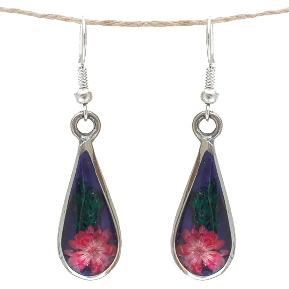 Red Flower Drop Earrings Artisana