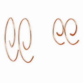 Rose Gold Spiral Hoop Threader Earrings