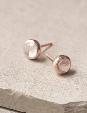 Rose Quartz & Rose Gold Stud Earrings