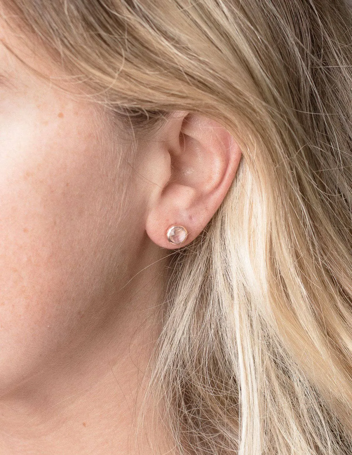 Rose Quartz & Rose Gold Stud Earrings