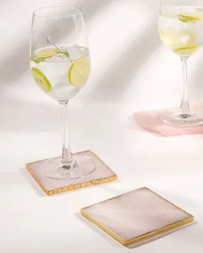 Rose Quartz Square Coaster | Set Of 2 | 3.5 x 3.5 inches