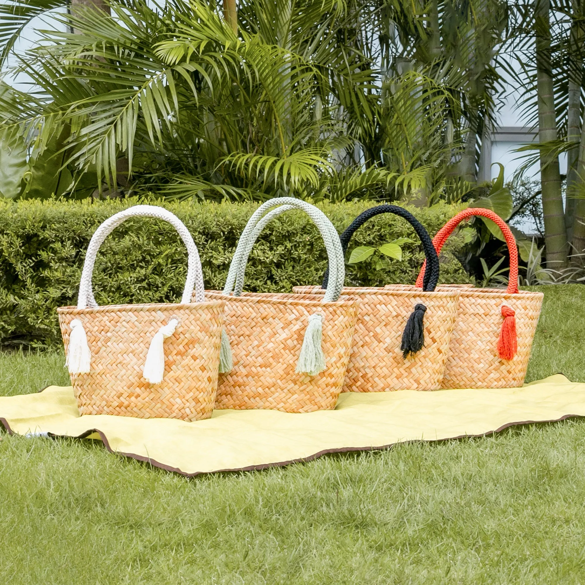 Rust Modern Woven Tote with Unique Handles - Straw Tote Bags | LIKHÂ