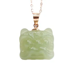S925 Sterling Silver Green Jade Pixiu Necklace in Fortune's Favor Collection