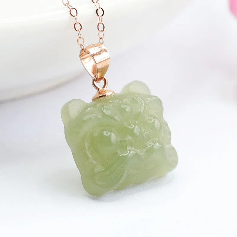 S925 Sterling Silver Green Jade Pixiu Necklace in Fortune's Favor Collection