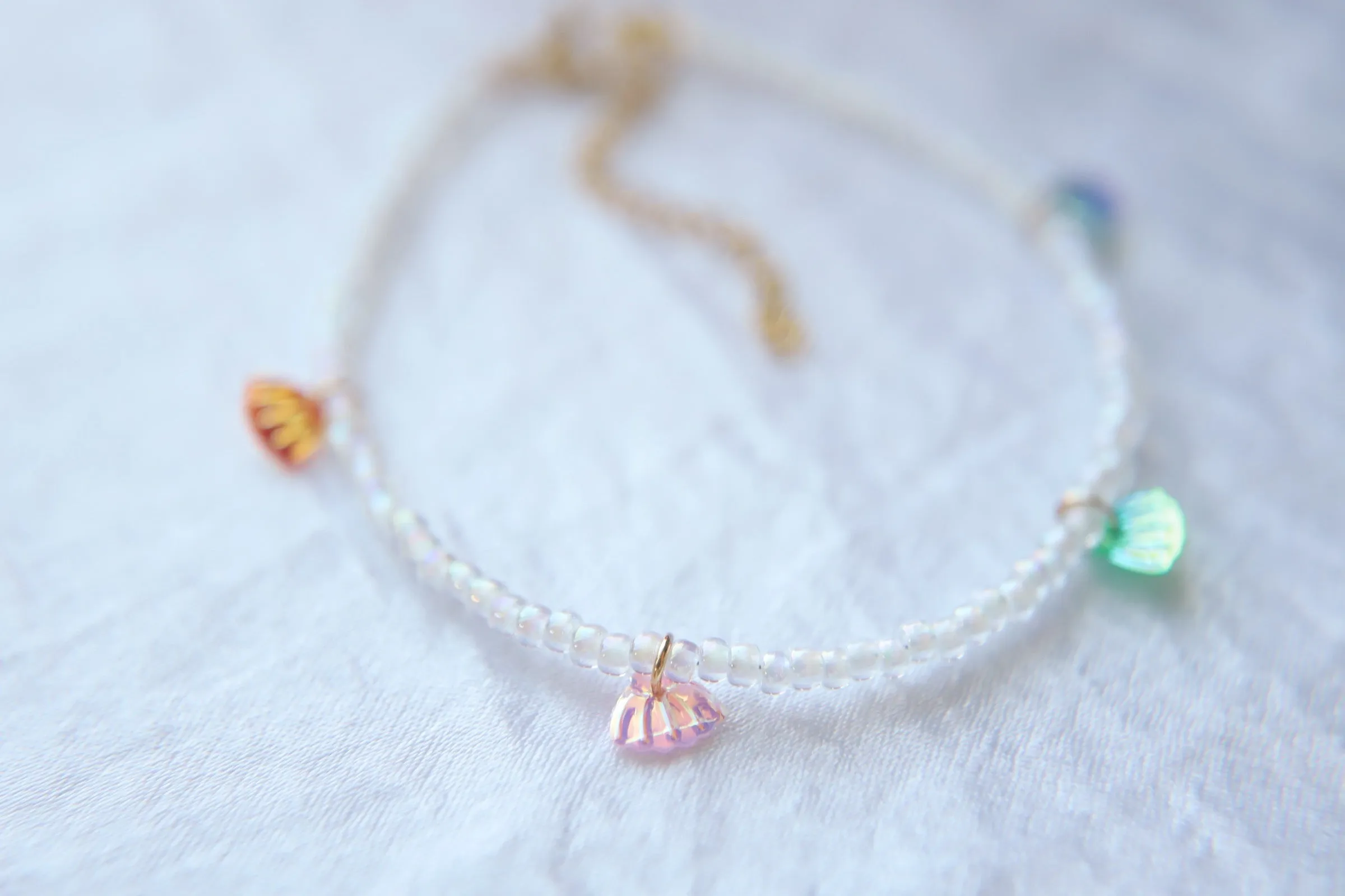 Sea Shell Iridescent Seed Beaded Anklet