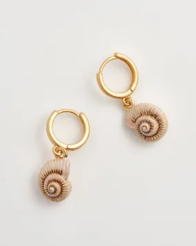 Sea Snail Shell Huggie Hoops