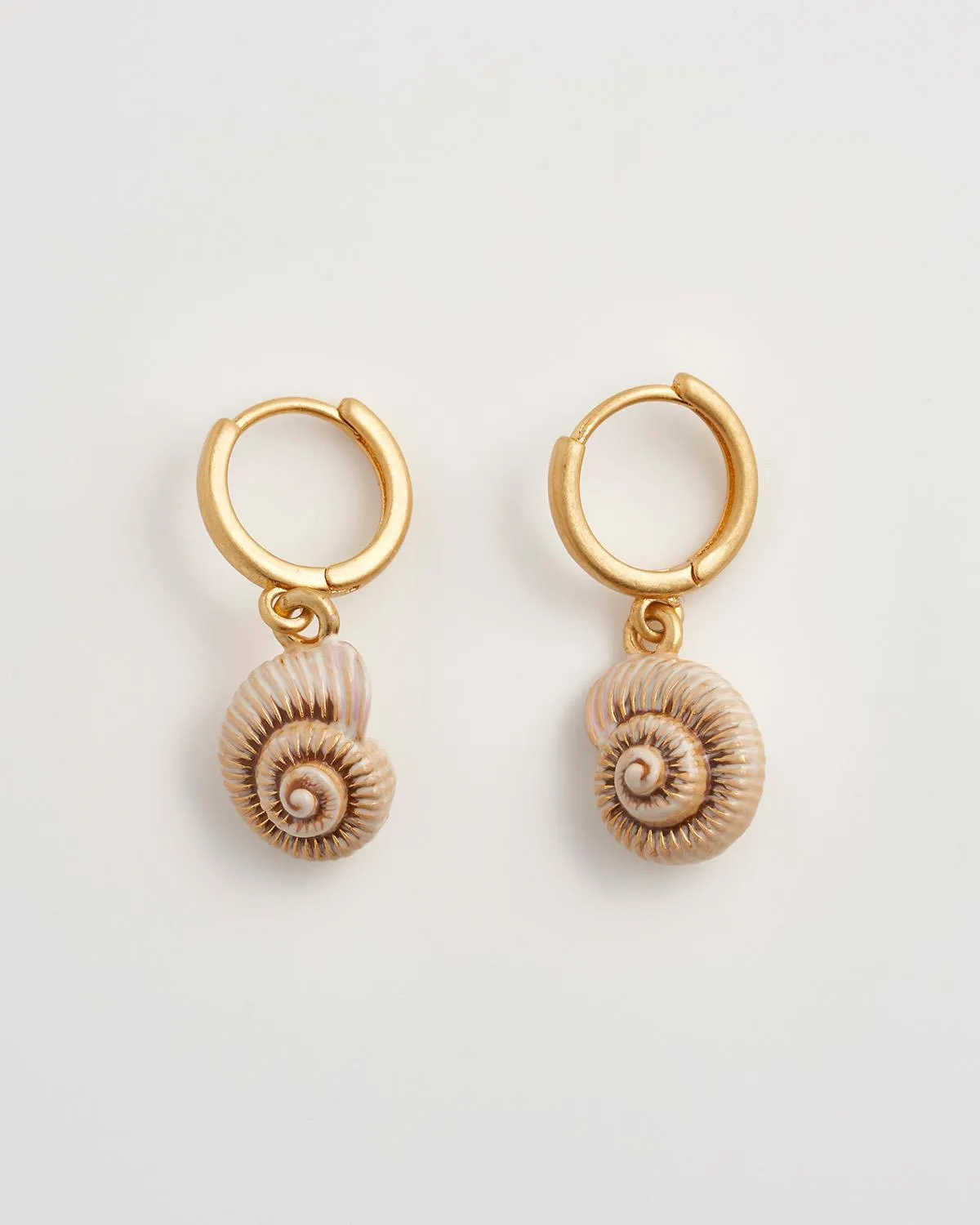 Sea Snail Shell Huggie Hoops