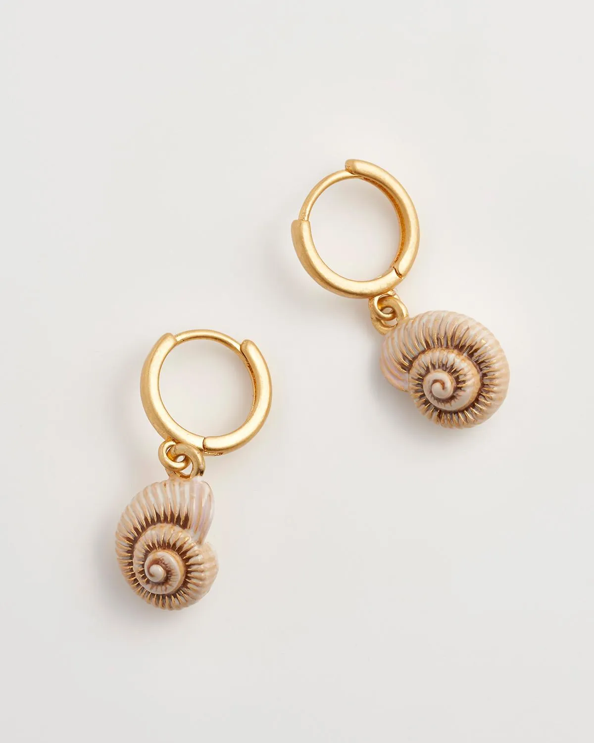 Sea Snail Shell Huggie Hoops