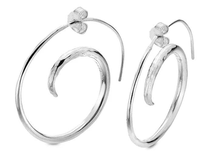 Silver Earrings - Spiral Hoops