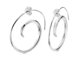 Silver Earrings - Spiral Hoops