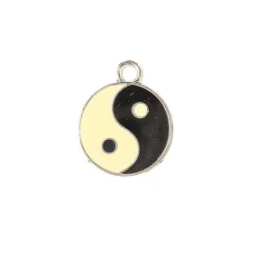 Silver Enamel Yin & Yang Charm