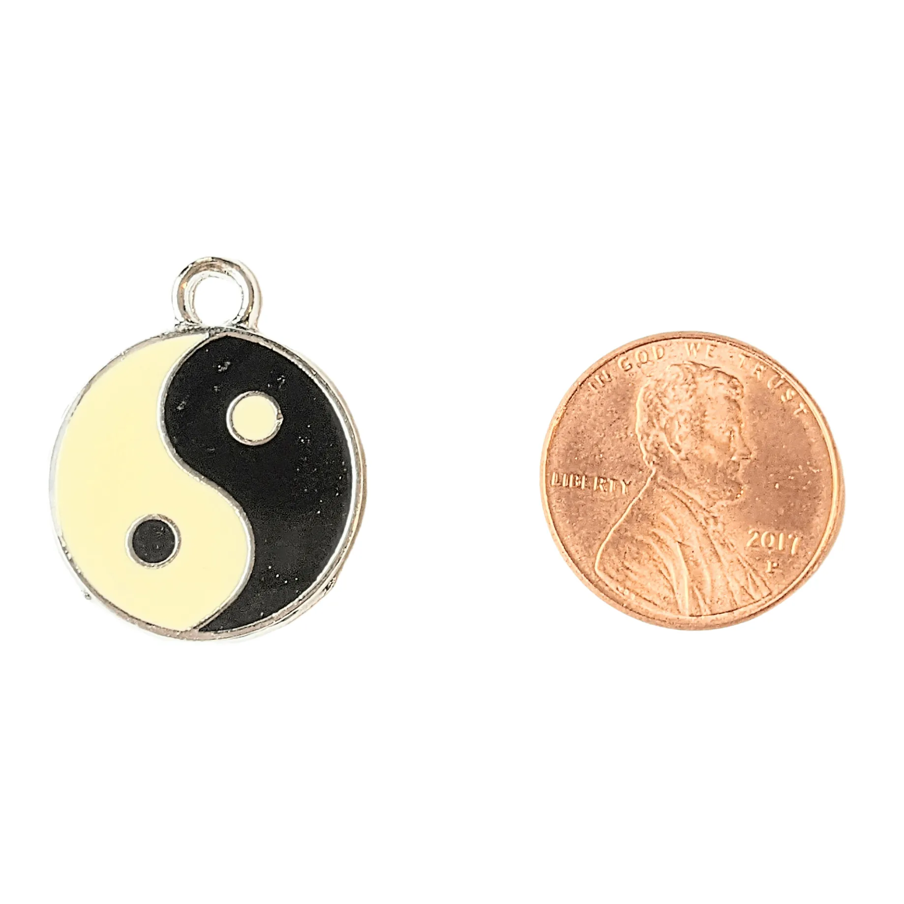 Silver Enamel Yin & Yang Charm