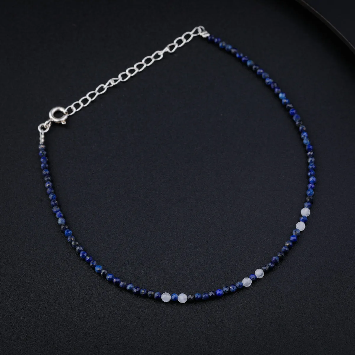 Silver Lapis Lazuli and Moonstone Anklet